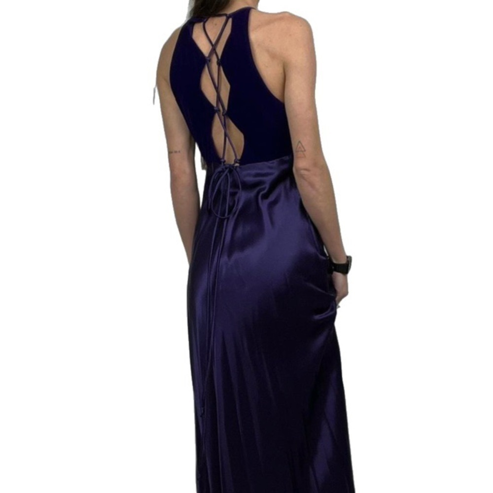 Zum Zum Vintage 90s Y2K Empire Waist Velvet Satin Formal Dress Purple size 3-4
